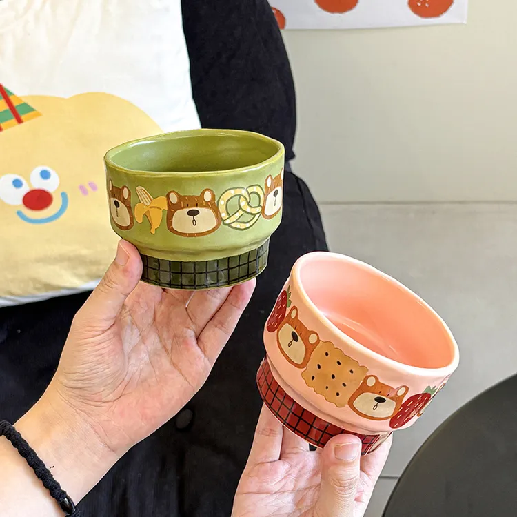 舍里可爱家用陶瓷马克杯情侣礼物闺蜜杯办公室水杯咖啡杯叠叠杯子