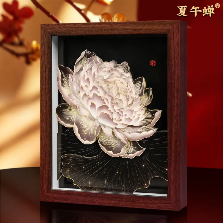 夏午蝉星河睡莲非遗文化产品剪纸装饰画3d立体剪纸画摆件乔迁礼品