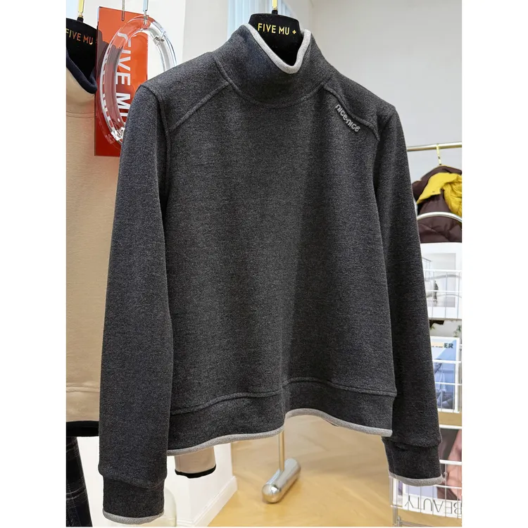 胖妹妹240斤大码韩系高级感高领磨毛长袖T恤女秋冬内搭打底衫上衣