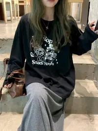 【YOU】Mickey 秋款百搭卡通米奇妙妙屋圆领显瘦长袖t  81527