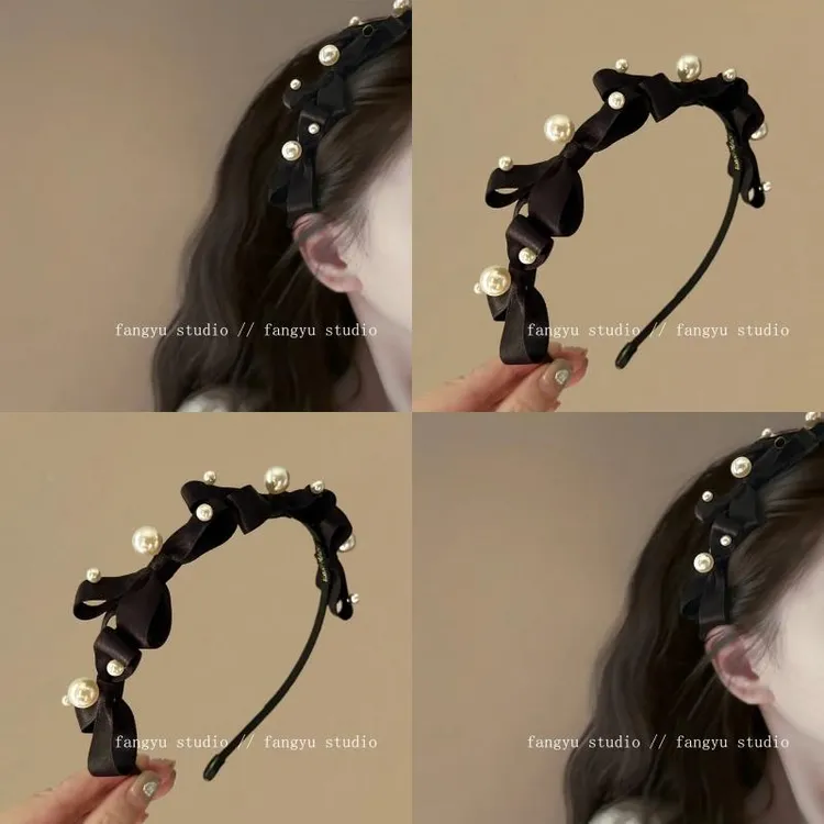 卢森堡少女~满天星立体发箍~蝴蝶结珍珠发箍女早秋可爱感发饰