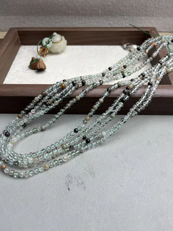 天然4.5mm左右幽灵水晶多圈散珠半成品长度54cm左右可DIY当配珠等