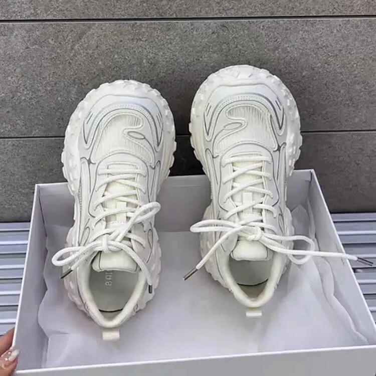 榴莲底增高老爹鞋女2025春夏新款软底透气厚底休闲百搭轻便轮胎鞋