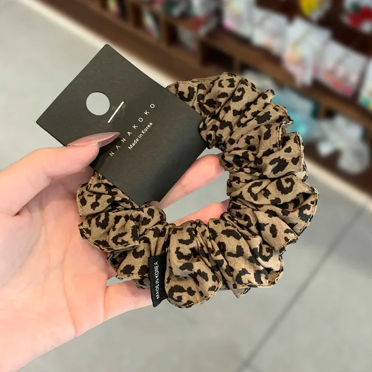 韩国高级感豹纹大肠发圈新款扎低马尾丸子头绳气质百搭耐用发饰女