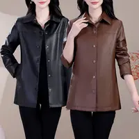翻领直下摆中长款薄款春季女士皮衣外套常规款