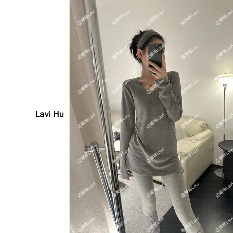 LAVI HU【浓雾绵绵】极简风长袖T恤圆领针织打底7986