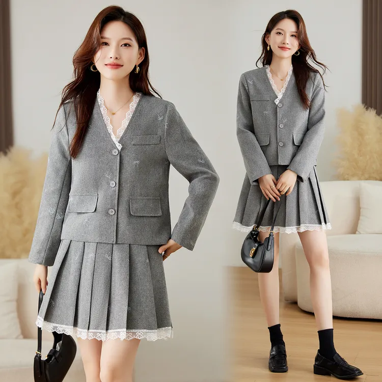 小香风休闲风两件套装2025秋季新款女气质显瘦小个子半身裙小西装