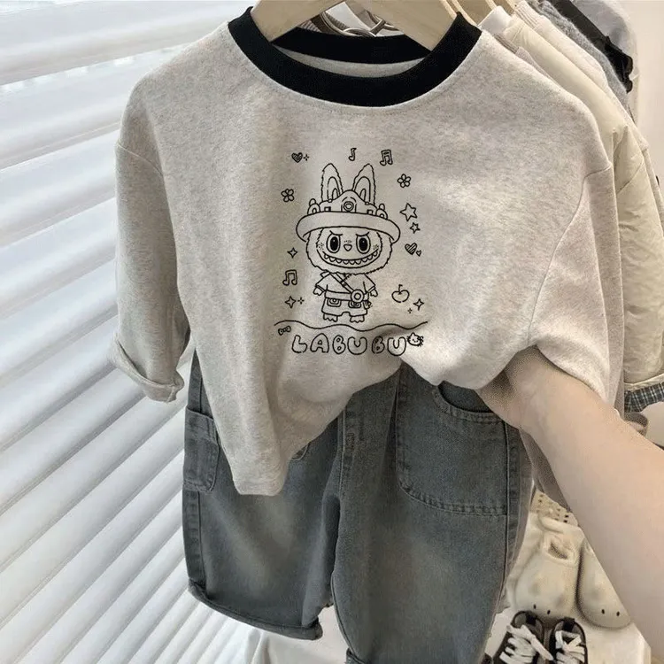 纯棉卡通春秋童装女童新款T恤长袖洋气儿童拉布宝宝打底上衣百搭T