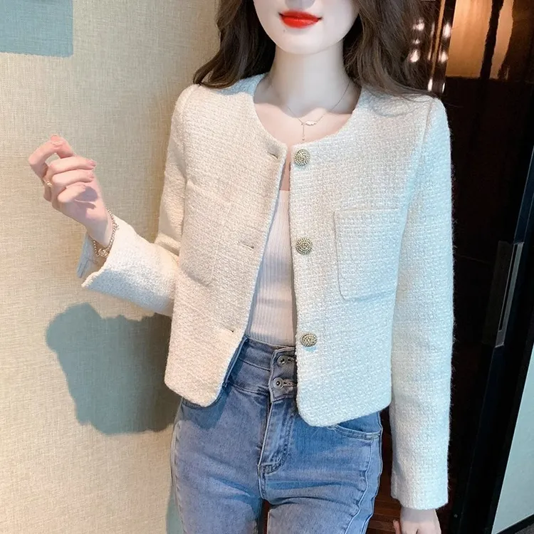 小香风外套女春秋新款高级感气质小个子粗花呢短款高端上衣潮