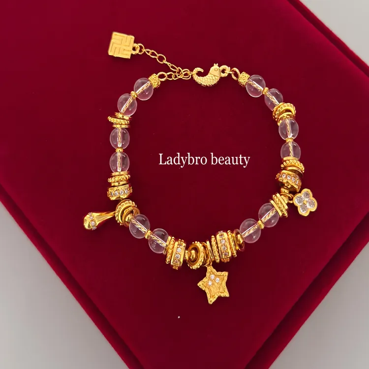 铜合金亚克力手链 古法星星四叶草手链女款轻奢小众精致闺蜜礼物