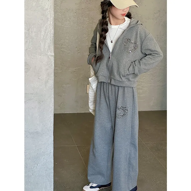 K28154孙小美kids亮钻女童卫衣套装2025春装新款儿童休闲两件套潮