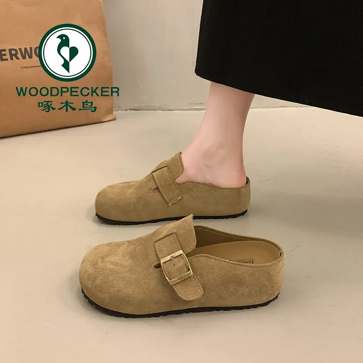 啄木鸟小个子厚底内增高勃肯鞋女2025秋季新款外穿时尚包头半拖鞋