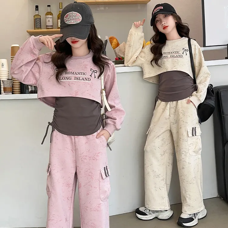 女童工装套装儿童春秋装2025新款时髦运动两件套秋季洋气女宝宝潮