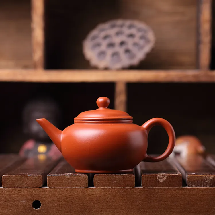 潮州原矿朱泥小容量半手工紫砂壶冲罐郑楚锐水平壶125毫升