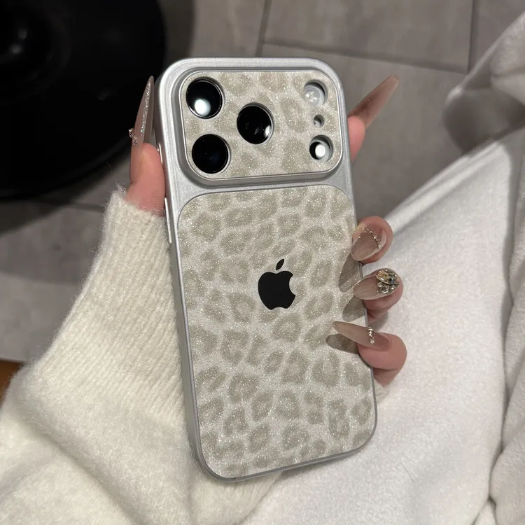 高级秒变17闪粉豹纹适用苹果17promax手机壳iPhone16全包15新款14