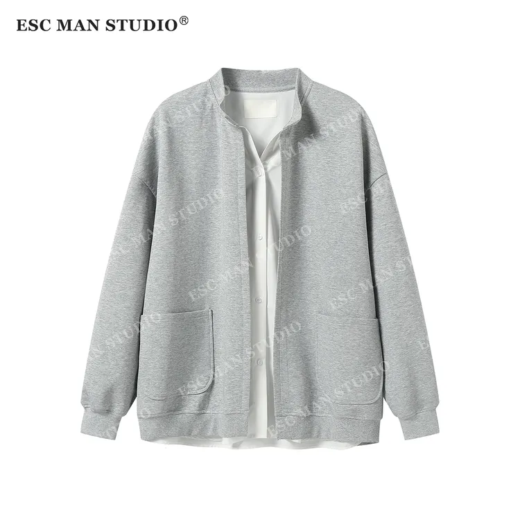 ESC MAN STUDIO/两种穿搭风格随意切换 假两件休闲开衫衬衫卫衣