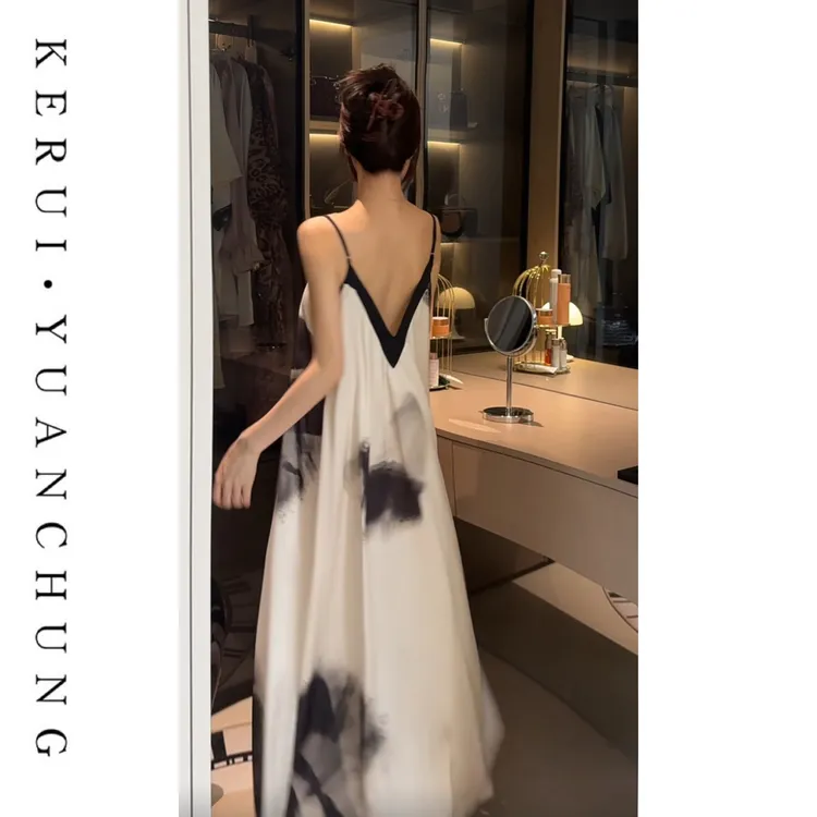 【墨染银月】法式美背睡裙女收腰显瘦可外穿睡衣