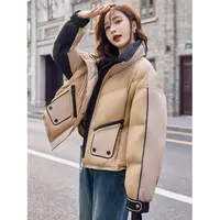 冬季新款90白鸭绒立领耐磨短款情侣韩版拼接加厚女士羽绒服8782