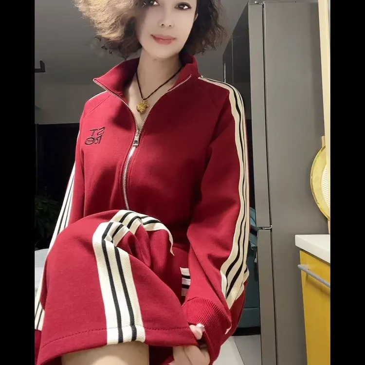 9581款加绒加厚阔腿裤套装