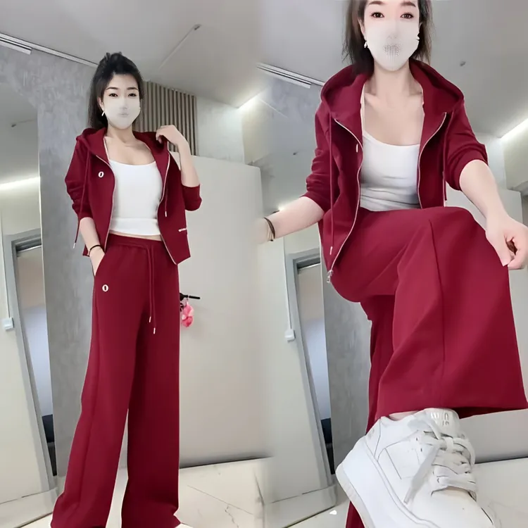 2025秋季新款少女风休闲风小个子慵懒风刺绣新中式时尚套装运动潮