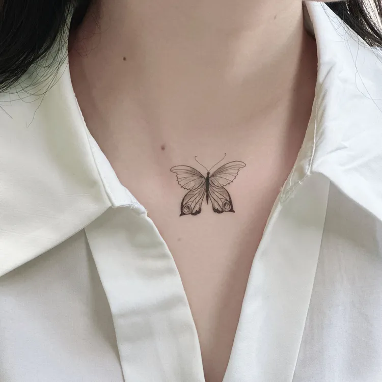 彩妆蝴蝶纹身贴防水持久高颜值辣妹ins风唯美锁骨手臂贴纸