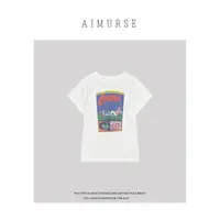 AIMURSE【高智女主】小众设计师 纯棉烫印女士百搭休闲T恤 AM80190