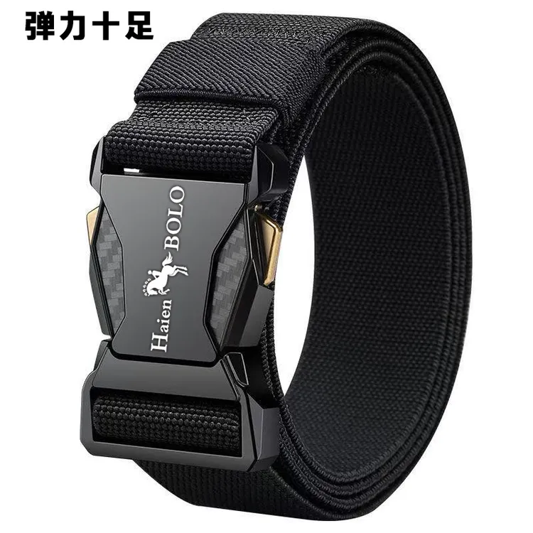 新款男士皮带弹力尼龙帆布腰带插扣户外自动战术休闲运动百搭裤带
