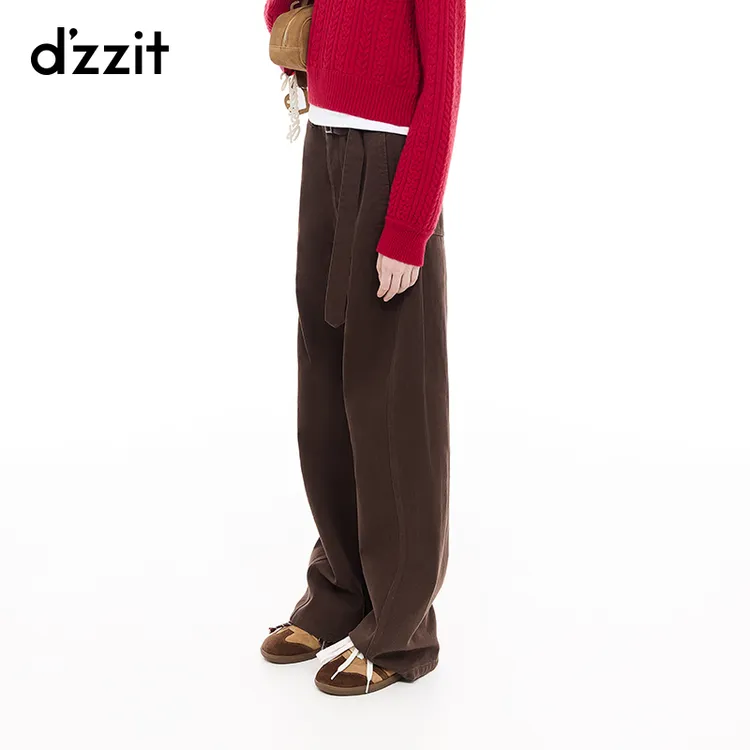 dzzit地素牛仔裤春秋复古宽松廓形锥形裤女附同款腰带3J1R611