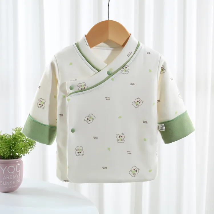 新生纯棉半背衣上衣内衣秋冬季加厚宝宝新生儿秋冬长袖女宝棉袄a