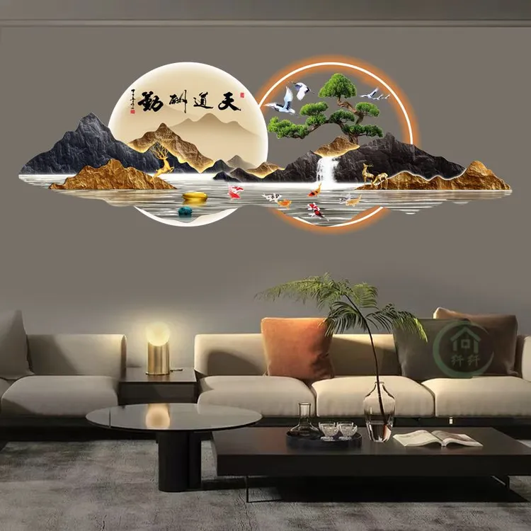 亚克力灯光装饰画天道酬勤壁画沙发客厅景墙画大堂办公室茶室挂画
