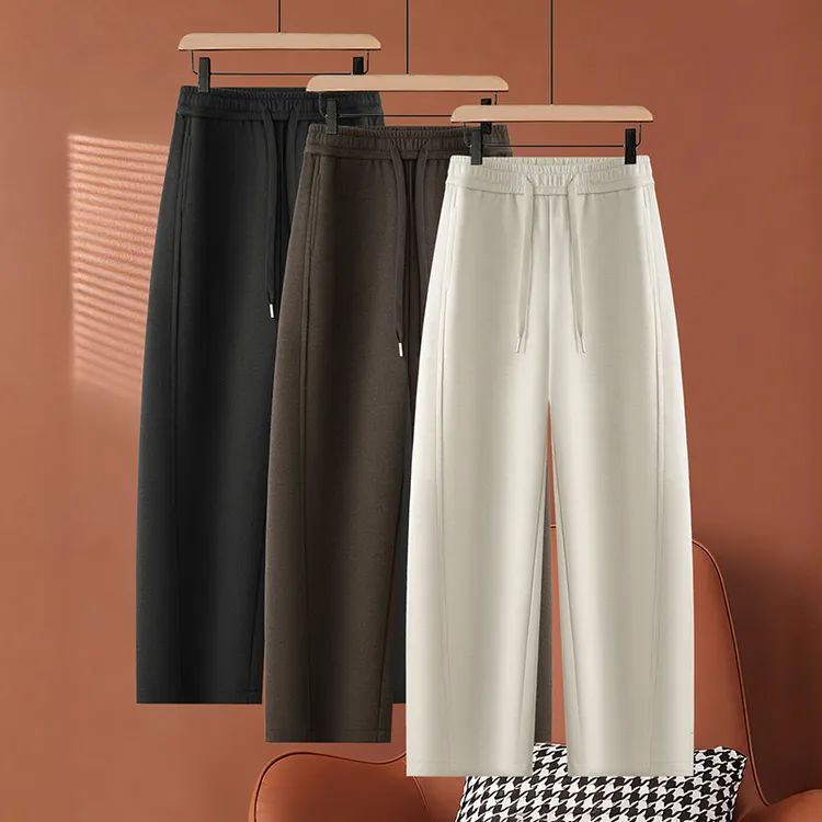 羊绒窄版阔腿裤女2026年秋冬季加绒新款高腰休闲醋酸羊毛呢直筒裤