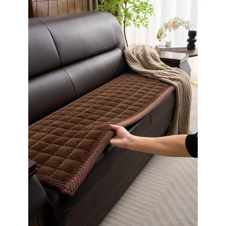 冬季毛绒沙发垫座垫坐垫加厚款兔毛绒垫子皮沙发坐垫保暖沙发盖巾