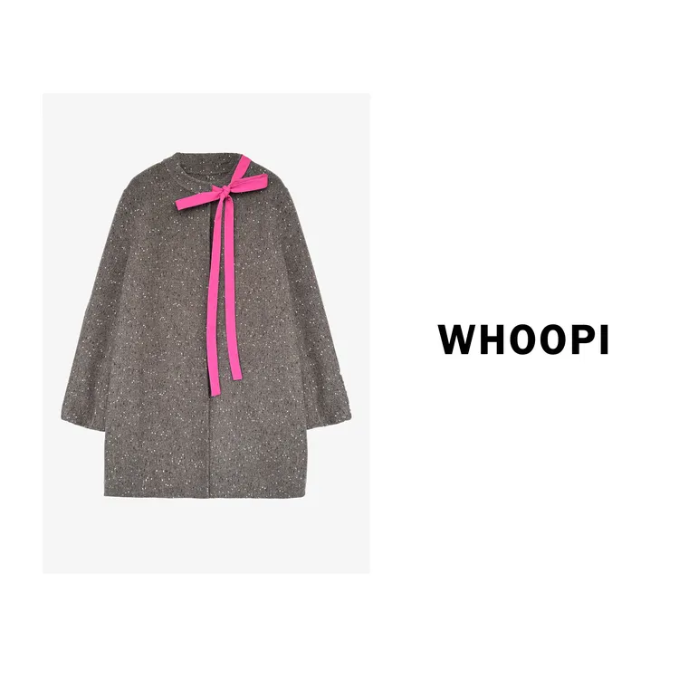 【Whoopi】【南洋游记】高定设计感玫粉丝带复古双面呢大衣外套