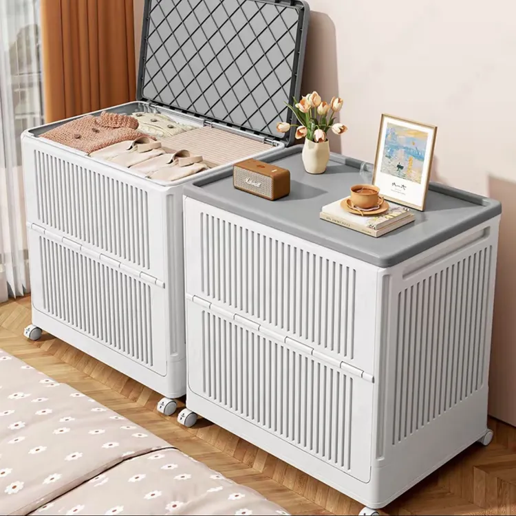 可移动防水简约卧室置物架收纳箱收纳柜箱子休闲风