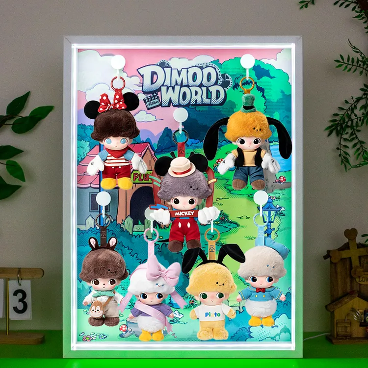 泡泡玛特dimoo迪士尼系列搪胶毛绒钥匙圈盲盒收纳展示盒摆件礼物