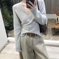 它很漂亮~韩系精品特种纱羊毛纱时尚气质温柔风拼接波点纱毛衣女