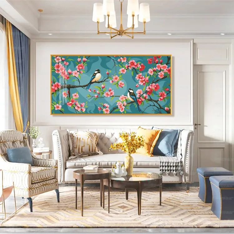 蒙娜丽莎皇室十字绣 喜上眉梢升级版二 新款简约花卉装饰画手工绣