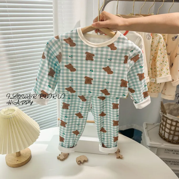 家居服套装吸汗德绒保暖卡通可爱风婴儿休闲风童装宝宝