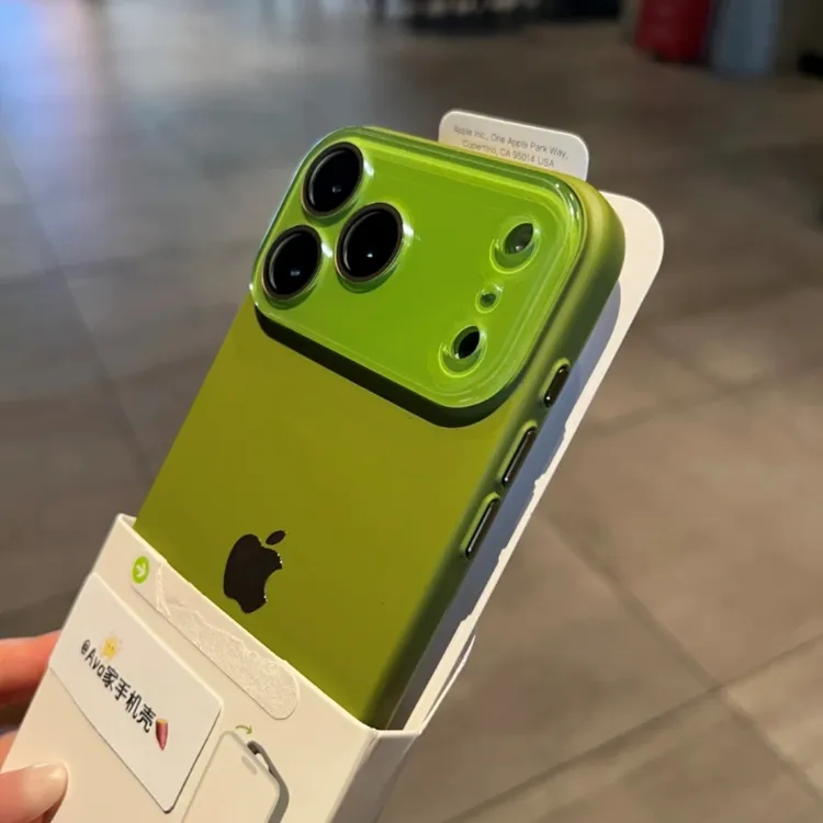 草绿色水晶镜头膜苹果17promax手机壳iPhone16新款15超薄14PM适用