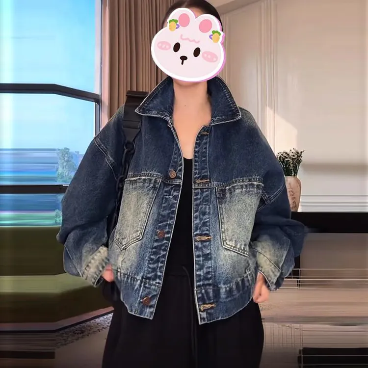 美式复古短款设计感牛仔外套女秋季新款宽松显瘦百搭休闲夹克上衣