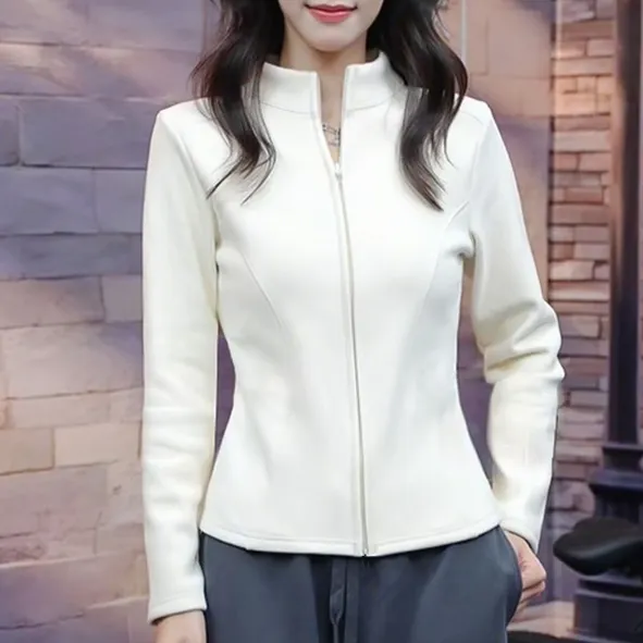 「收腰神器」立领鱼骨腰线抓绒衣秋冬新款保暖修身外套女