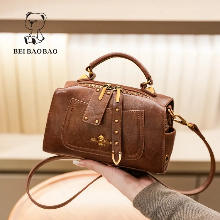 北包包源头工厂欧美复古时尚百搭纯色枕头包质感简约单肩斜挎包女