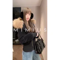 【mimius】喵可溯源三星安心羽绒雪尼尔大毛领修身短款羽绒服G11054