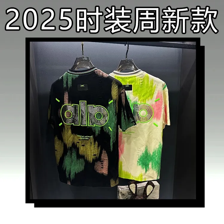 欧货潮流破洞T恤短袖2025夏季美式潮牌宽松半袖男士体恤上衣简约