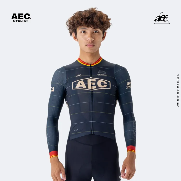 aec骑行服男款长袖 平行线系列春夏公路自行车上衣专业透气舒适款