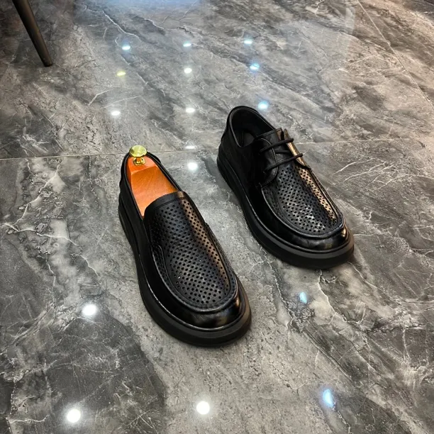 夏季纯皮透气口休闲男鞋