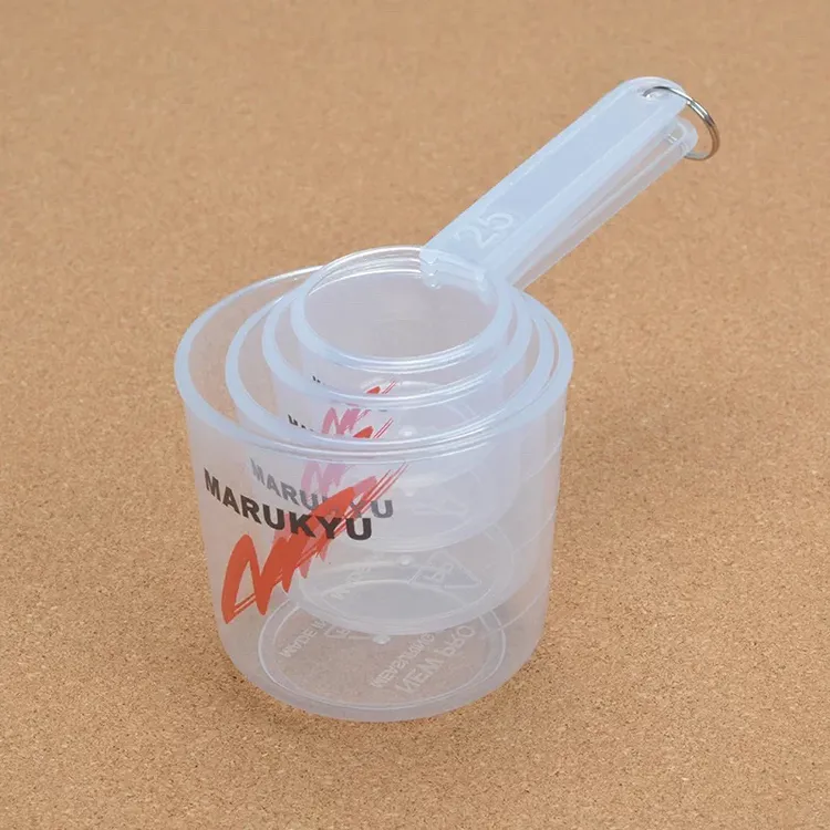 丸九量杯有柄四件套钓鱼刻度量杯带握型量杯透明渔具开饵垂钓配件