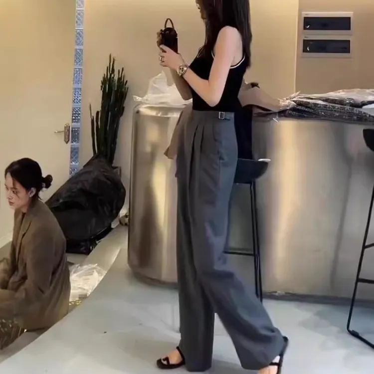 24696大爱美依缘2024新款韩版修身无袖背心高腰阔腿裤洋气显瘦女