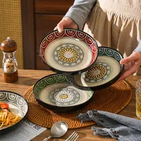 舍里欧式复古餐具盘子陶瓷餐盘菜盘异域风情深盘平盘家用水果盘