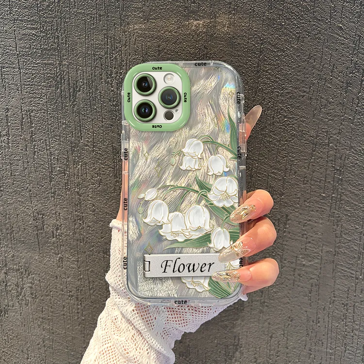 铃兰花朵适用苹果/华为/荣耀/OPPO/VIVO/小米手机壳奶油羽纱壳女